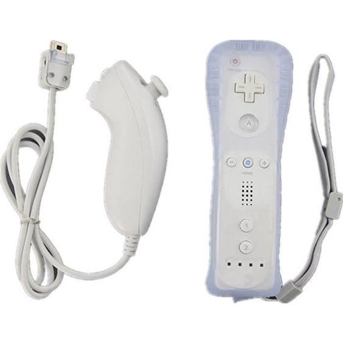 Manette de jeu - Nintendo - 2 in 1 Manette Wiimote Controller Nunchuk - Motion Plus - Sans fil - Blanc
