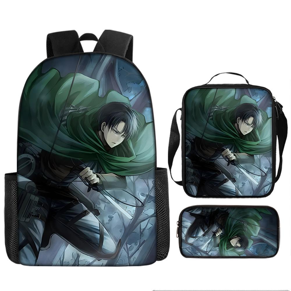 Attack on Titan Backpack Anime School Bag Unisex Large Capacity Outdoor Travel Set of 3