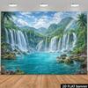 Ткань для фона вечеринки, тема: 2D пейзажная живопись, водопад, бассейн с голубой водой, тропический лес, пальмы