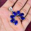 Подвеска с синим сапфиром, подвеска из драгоценного камня ручной работы, подвеска из стерлингового серебра 925 пробы, антикварные ювелирные изделия, для подарка на помолвку