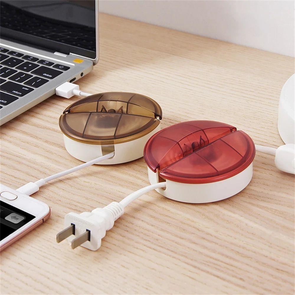 Retractable Cable Management Boxes Fixing USB Cord Retractor Desktop Cable Organizer Office