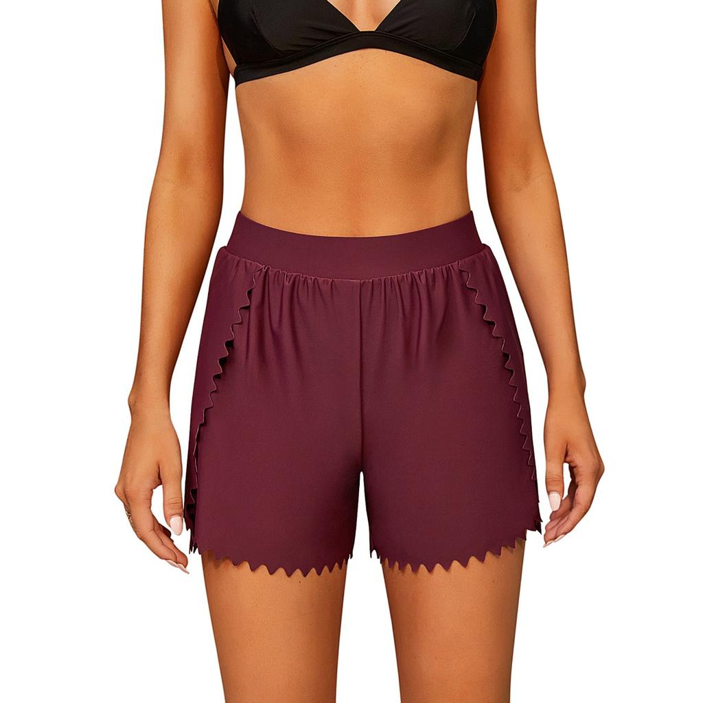 CHARMLEAKS Женские спортивные плавки, женские шорты бикини для мальчиков, узкие шорты для плавания с изогнутыми краями, купальник снизу