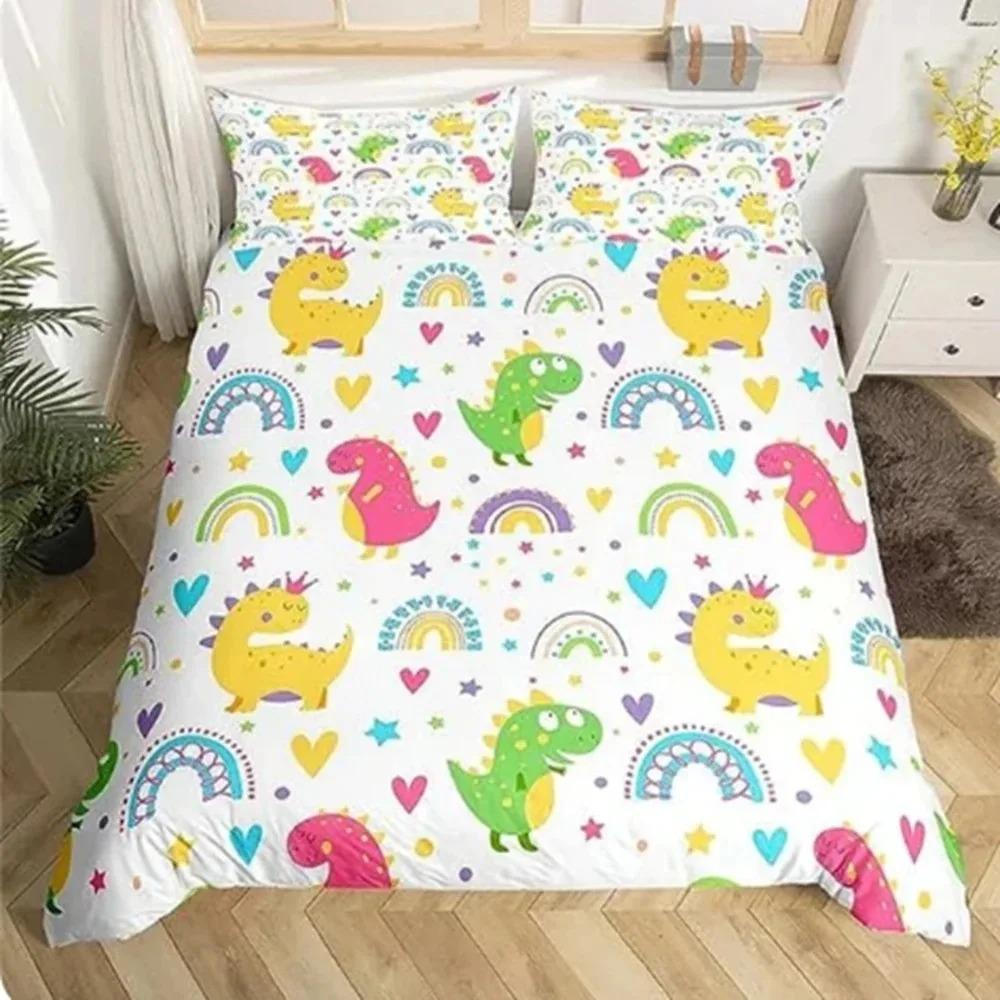 Rainbow duvet set cartoon bedroom 3-piece set for boys and girls adults super cute polyester soft breathable comfortable anime b