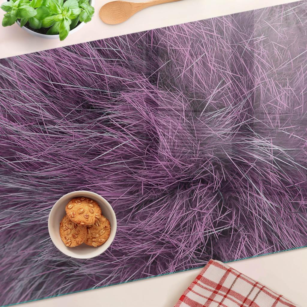 Kitchen Multifunctional Decorative Tempered Board Pink Fur 80x52 cm