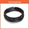 Geometric Style Mens Weaving Leather Wristband With Bead Design For Casual Gift