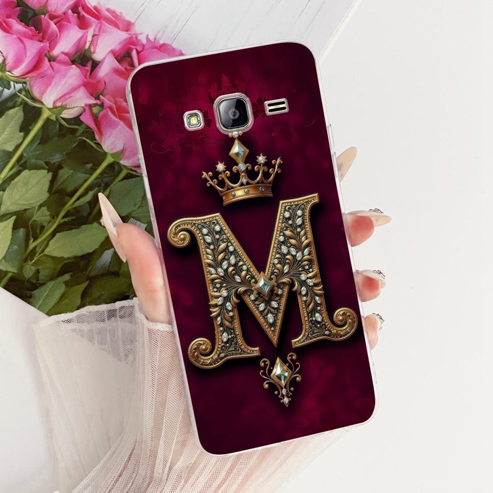 Transparent For Samsung Grand Prime Case SM-G530F Luxury Crown A-Z Letters 2D Flat Pattern Cover For Samsung Galaxy Grand Prime