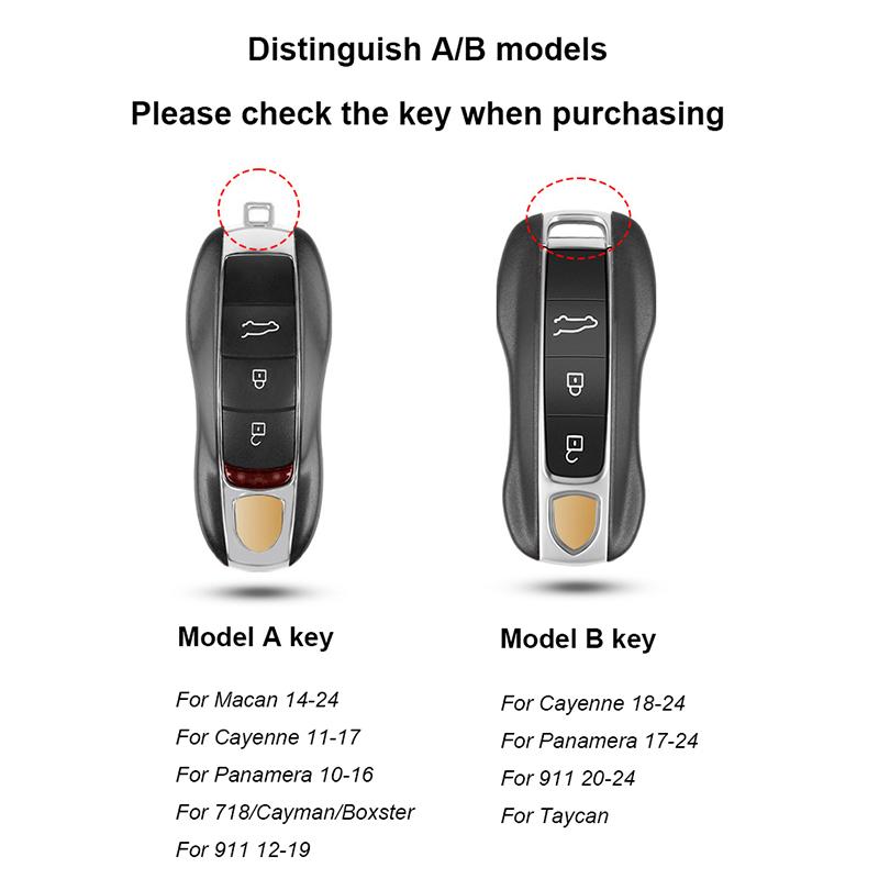AABKR1 For Porsche Cayenne Mancan Panamera 911 718 Boxster Cayman Taycan 2010-2024 Car Key Paint Case Bordeaux Red Shell Replacement