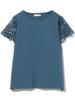 Beams Heart Tee Lace Sleeve Free Size Women's S/S Pullover, Blue,