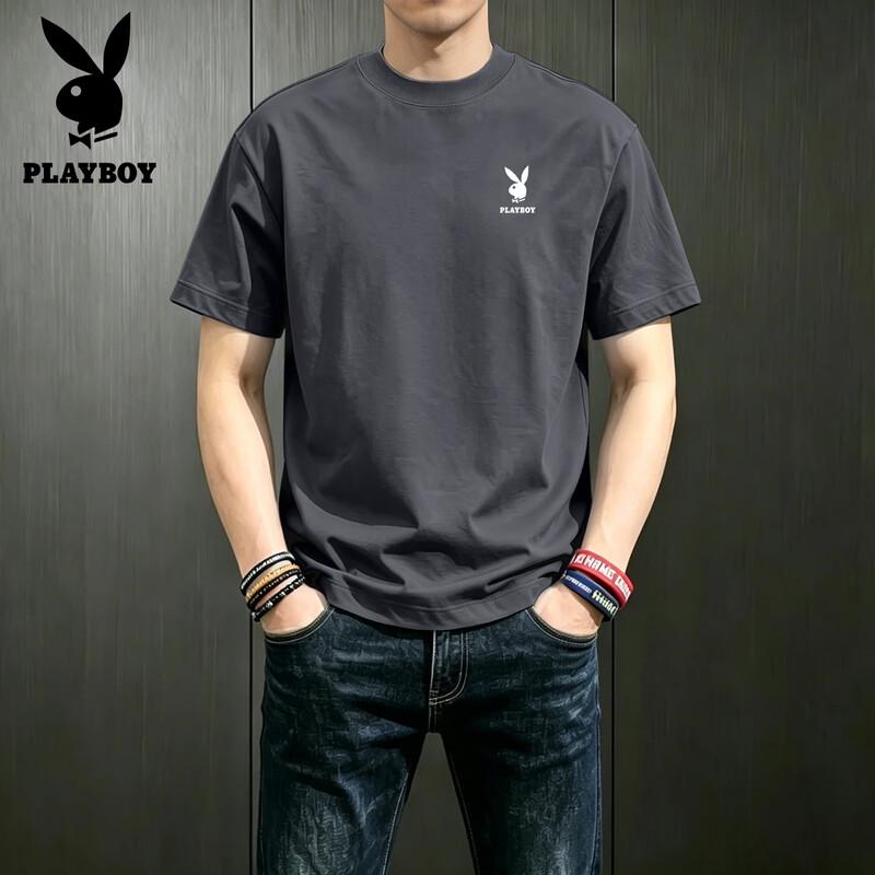 PLAYBOY Мужская футболка с коротким рукавом из чистого хлопка