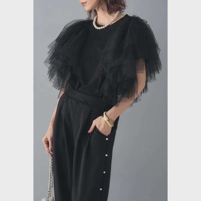 Женская хлопковая сетчатая футболка с коротким рукавом