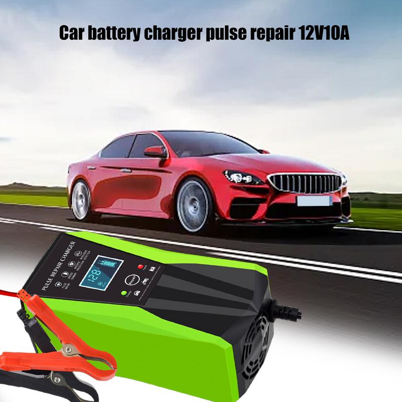 Portable Car Battery Charger 12V Automotive Charger Intelligent LCD Display Automobile Battery Maintainer Pulse Repair Starter