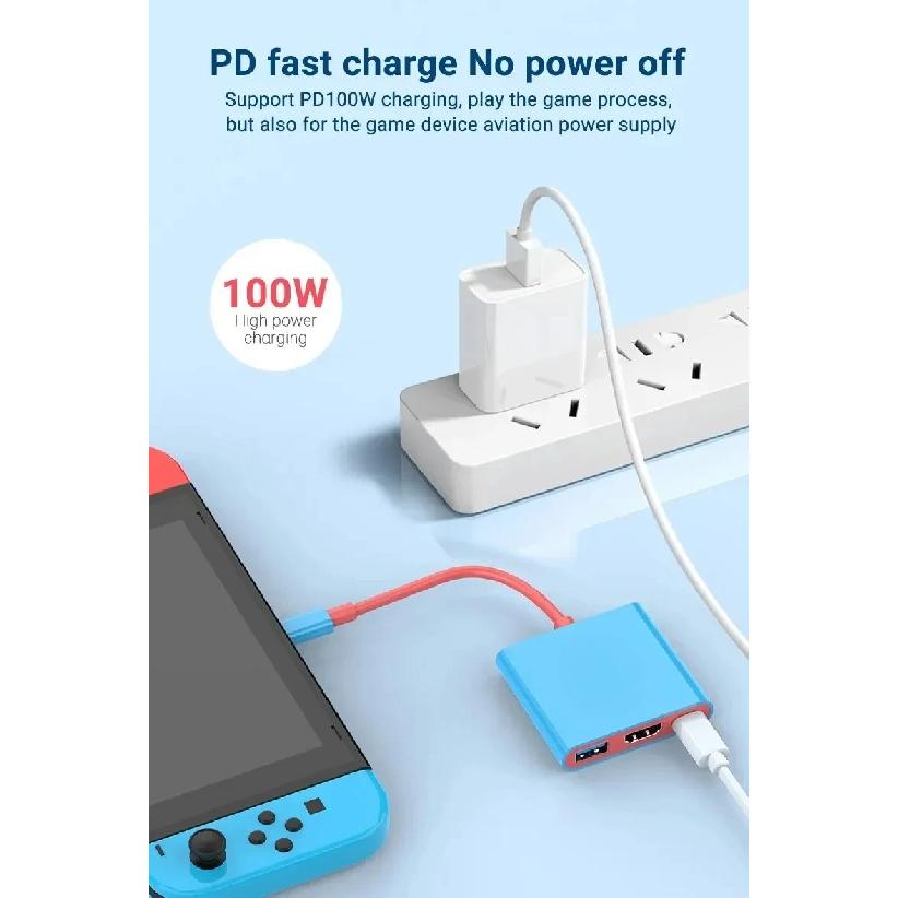 3 IN 1 Portable Nintendo Switch Docking Station TYPE-C To 4K HDTV Hub with HDMI and USB 3.0 for Steam Deck Phone IPad Laptop