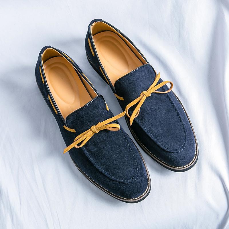 Fashion Summer Mens Loafers Luxury Brand Outdoor Casual Shoes High Quality Suede Leather Walking Shoes Lace-up Business Shoes Mocassin