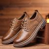 2025 New Tooling Shoes Casual and Comfortable Versatile Thick-soled Round Head Durable Men's Shoes Waxed Leather Polished Old Soles