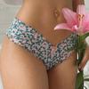 French Romantic Print Lace Thong Women's Sexy Solid Color Briefs Seamless One Piece Beach Panties V-String Underwear EMA