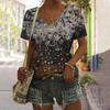 Women's Summer New 3D Digital Printed V-neck T-shirt for Women