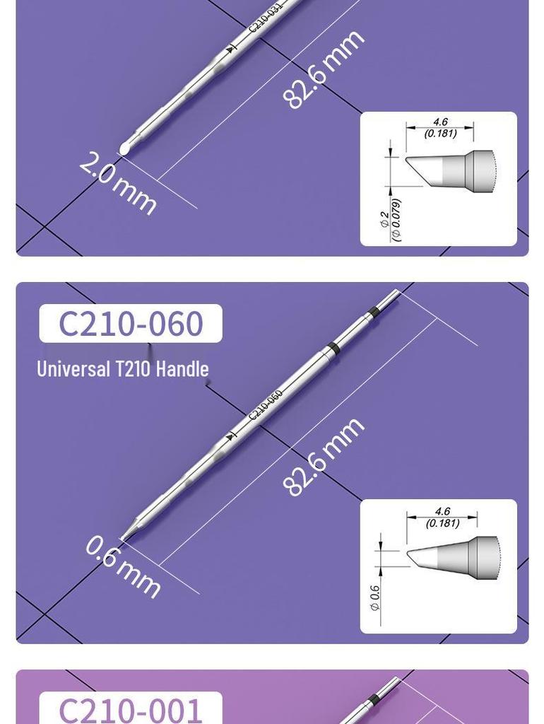 C210-006 Soldering Iron Tip for T210 Soldering Pen - Models 031, 023, 021, 008, 007.