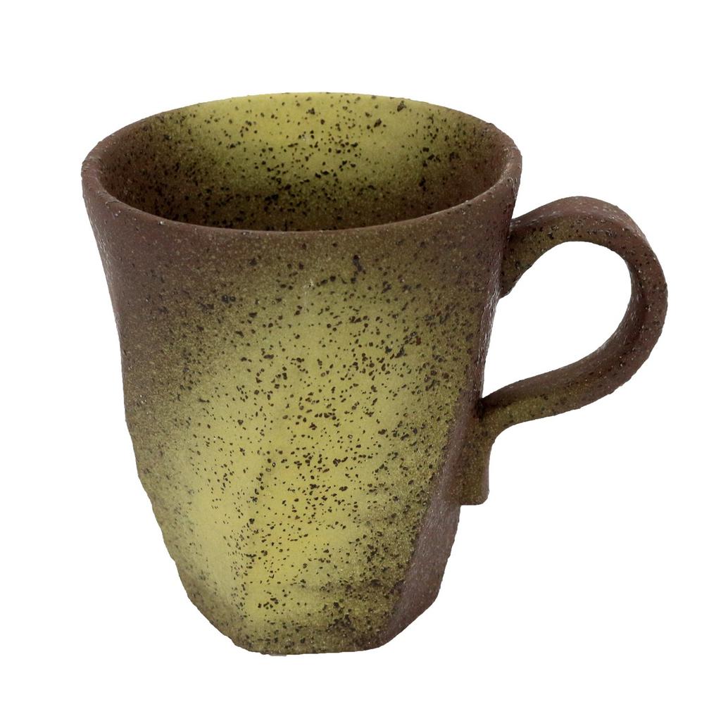 Castle Enterprise Mino Ware Japanese Cafe Series Rough-Kezuri Twisted Mugs, Shaded and Lightly Colored, Ink-Blown, Set of 10