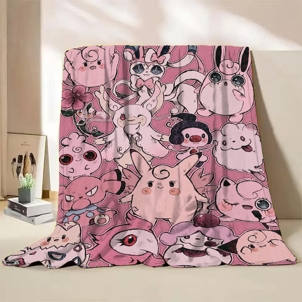 Pokemon Jigglypuff Flannel Kids Blanket Cartoon Cute Plush for Home Bedroom Sofa Picnic Office Cover Soft Blankets Winter Gifts