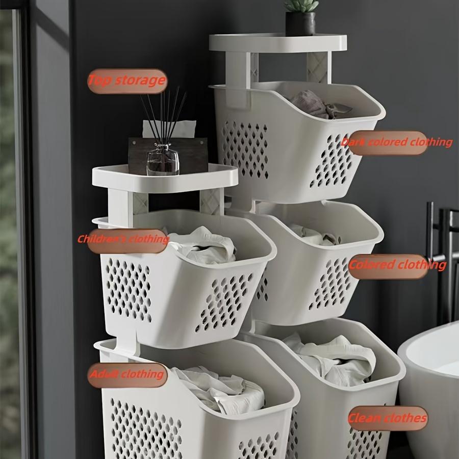 Бытовая корзина для белья со шкивом. Товары для организации дома и хранения вещей в ванной комнате. Корзина для хранения грязной одежды с легкой мобильностью.