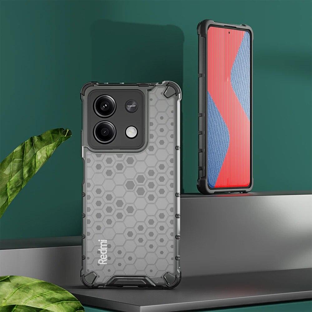 KEYSION Shockproof Armor Case for Redmi Note 13 Pro 5G Silicone+PC Transparent Honeycomb Phone Cover for Redmi Note 13 Pro+ 5G