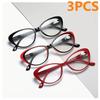 3-Pack Vintage Style Cat Eye Reading Glasses - Full Rim, Non-Prescription Clear Lens, AC Lens & Polycarbonate Frame
