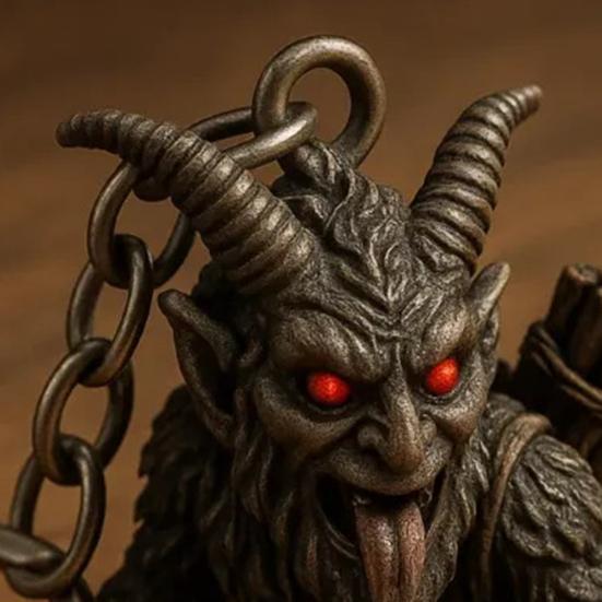 Крампус Брелок Винтажный Резной Ужасное Существо Демон Кольцо для Ключей Рюкзак Школьная Сумка Подвесное Украшение Шарм для Сумки Подвеска для Кошелька