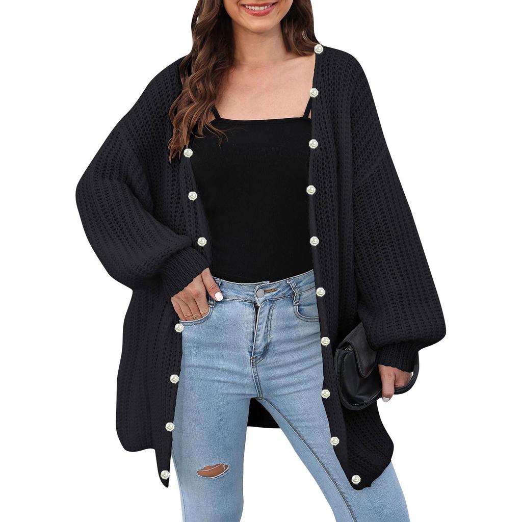 Женский толстый вязаный свитер кардиган свободный ленивый стиль повседневный свитер