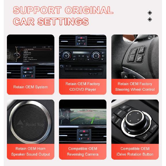 8.8"1920*720 Wireless CarPlay Android Auto Car Multimedia Display for BMW 3 Series E90 E91 E92 E93 5 Series E60 E61 Touch Screen