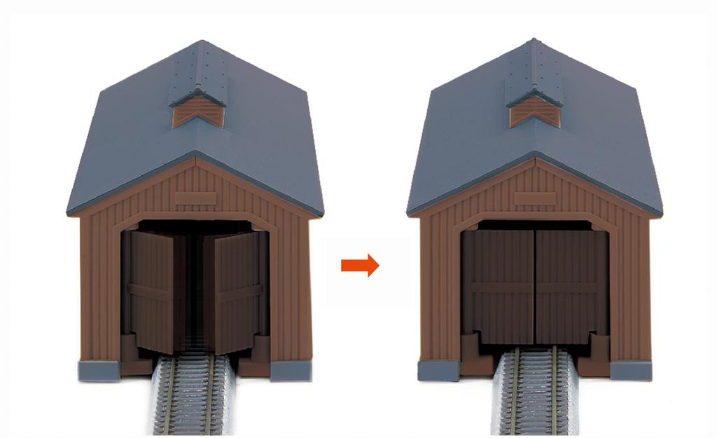 Rokuhan Z Gauge Single Track Engine Shed with Automatic Door Dark Brown Railway Model Supplies Opening/closing S070-2