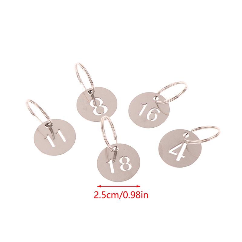 20 Pcs Stainless Steel Number Plate Key Label Tags Chain Labels Round Rings Suitcase Identifiers Hanging Keys Numbered