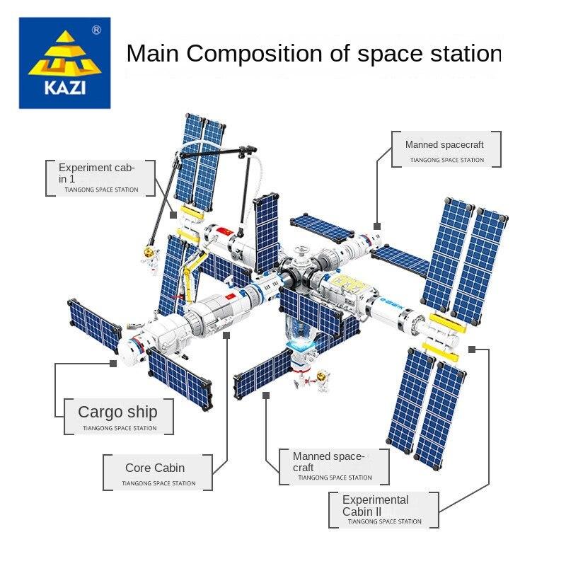 KAZI новая аэрокосмическая ракета, космическая станция Тяньгун, светящаяся игрушка, Детская сборная модель строительного блока с мелкими частицами