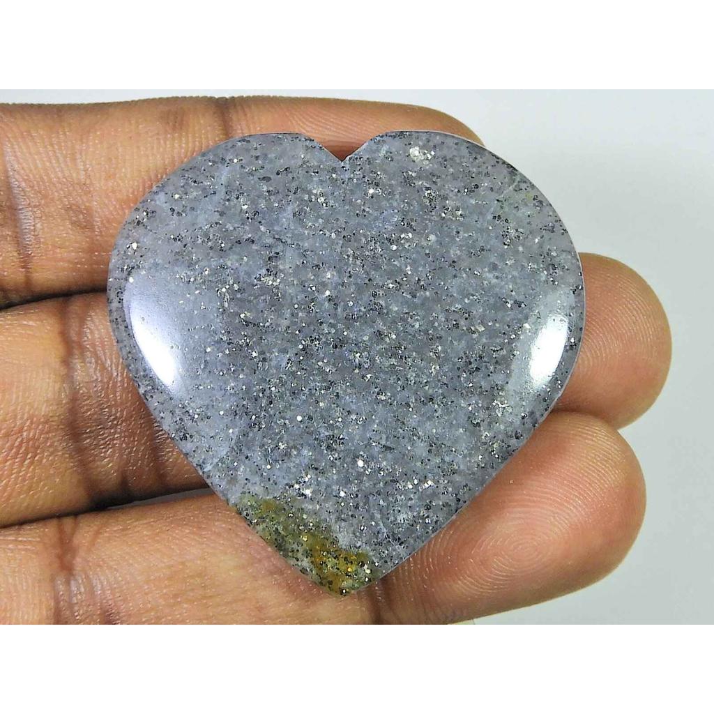 Натуральный черный солнечный камень сердце целебный кристалл кабошон россыпью драгоценный камень 41X52MM SK-1858