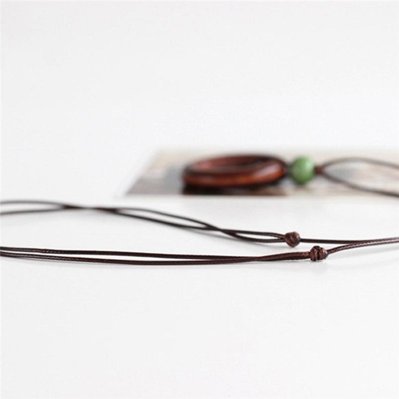 Модная девушка, креативная, простая, двойная круглая подвеска, коричневая веревочная цепочка, ожерелье из смолы и дерева ручной работы MIT