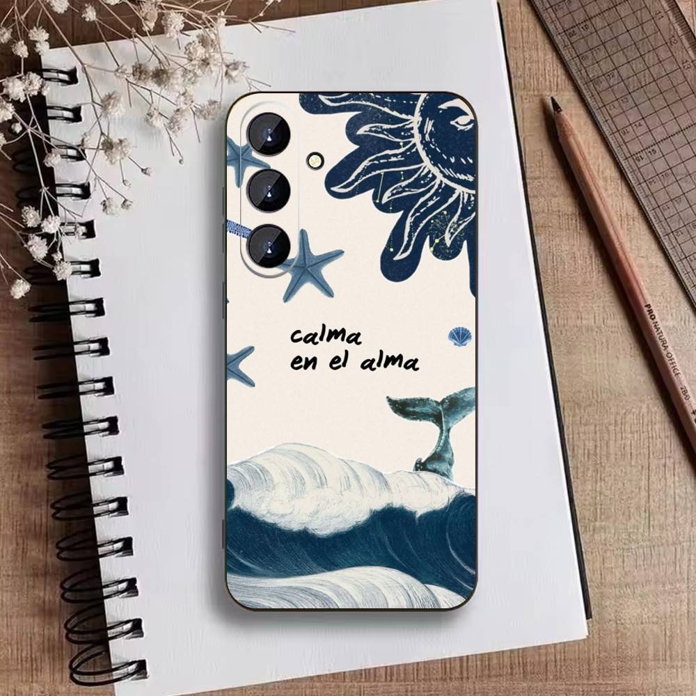 Чехол для телефона Whale Fall-Art для Samsung Galaxy A73, A21s, A22, A31, A52, A53, A71, A41, Мягкий черный корпус