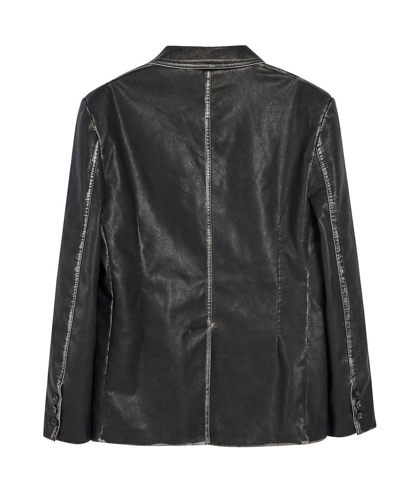 Akecii Scratch Leather Blazer_Black