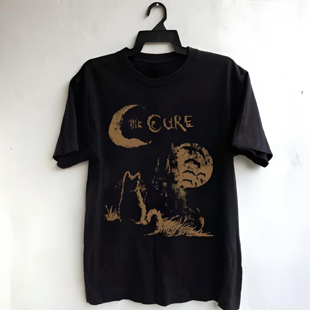 Футболка с изображением кошки The Cure, альтернативный рок 90-х, футболка унисекс, музыкальные подарки, подарки для любителей кошек, подарки для фанатов The Cure, футболка с логотипом группы, футболка с графическим принтом The Cure.