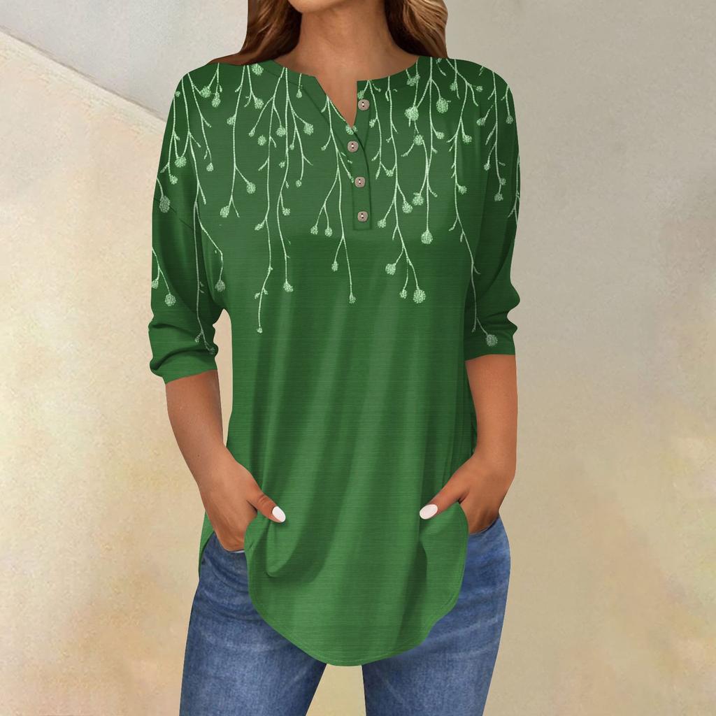 Женские повседневные рубашки с рукавом 3/4, модные туники с принтом Святого Патрика и карманами