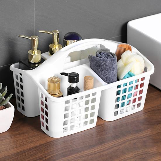 Yousheng Bathroom Storage Basket Divided Grid Design Large Capacity PP Plastic Portable Hollow Home Organizer