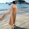 Tube Top Mesh Streamer Dress Fairy Summer Senior Sexy Backless Seaside Vacation Beach Dress Long Dress