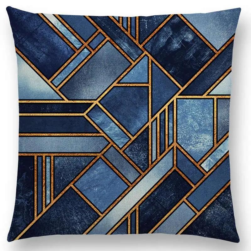 New Geo Emerald Blue Sky Black Night Yellow Lines Geometric Texture Stripes Prints Car Cushion Cover Sofa Throw Pillow Case