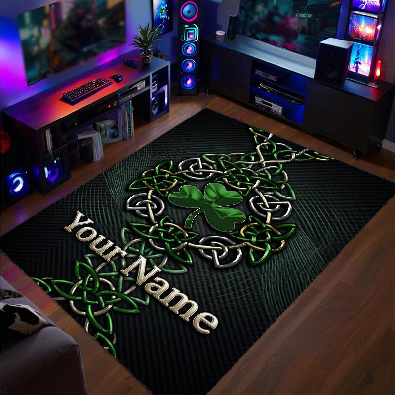Crystal Velvet Rug Celtic FC Print Custom Name Text Floor Mat Home Decor