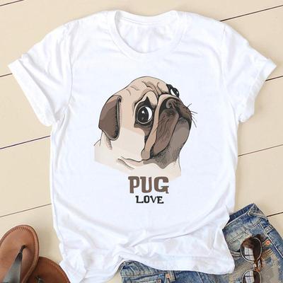 Женские футболки Dig Face Pug 2022, женская модная одежда, одежда с короткими рукавами, одежда с героями мультфильмов, весна-лето, женская футболка с графическим рисунком