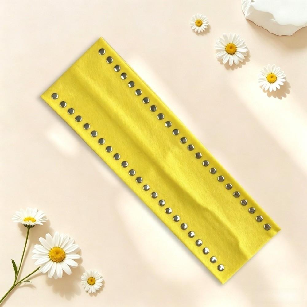 Wide Sports Headband Rivet Metal Stud Hair Wrap Fashion Elastic Hairband Daily Use