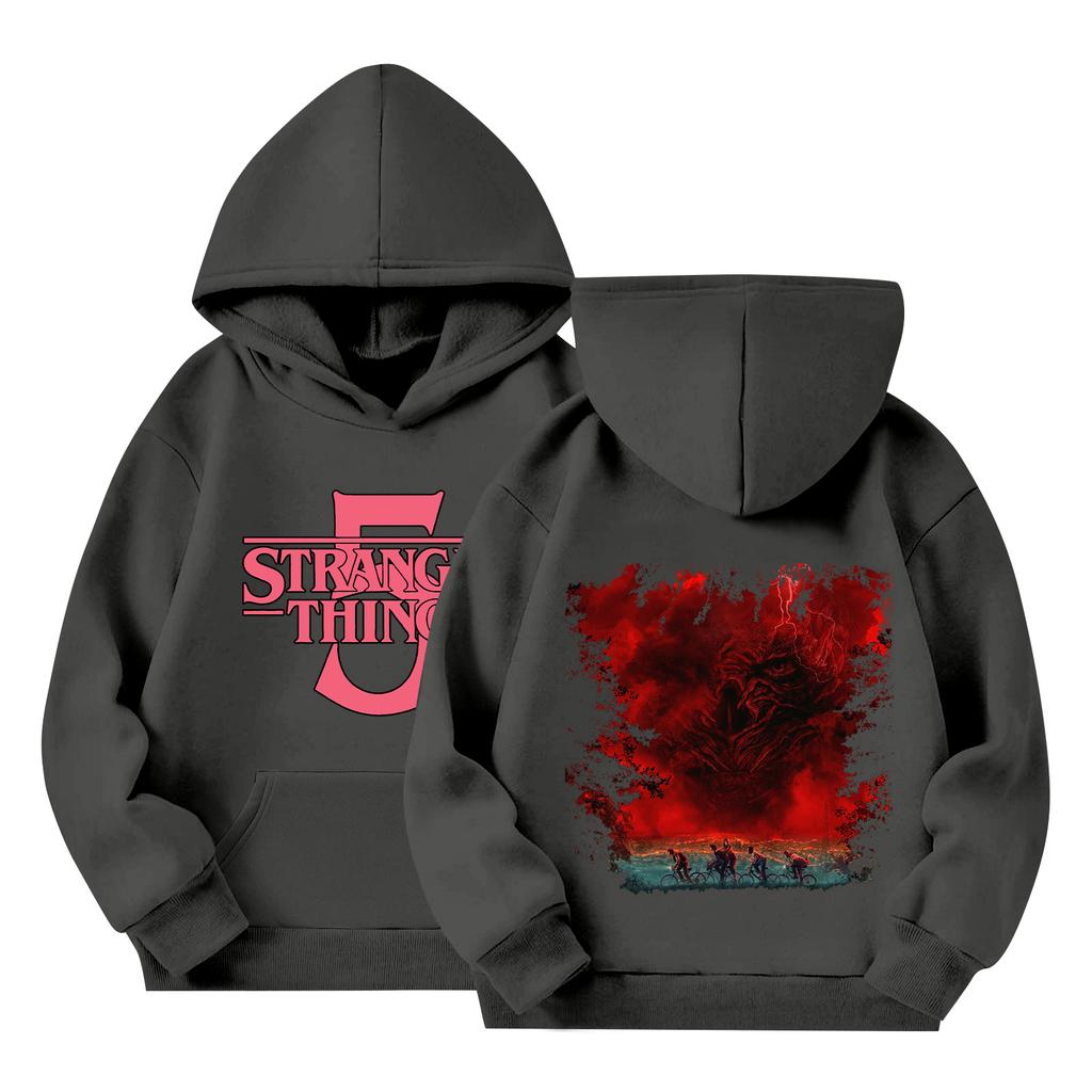 Детский пуловер с длинным рукавом, свободного кроя, с принтом букв, капюшоном на шнурке