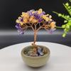 Yousheng Faux Crystal Wealth Tree Ornament Copper Wire Natural Stone Lucky Tree Figurine Potted Money Tree Feng Shui Desktop Decoration