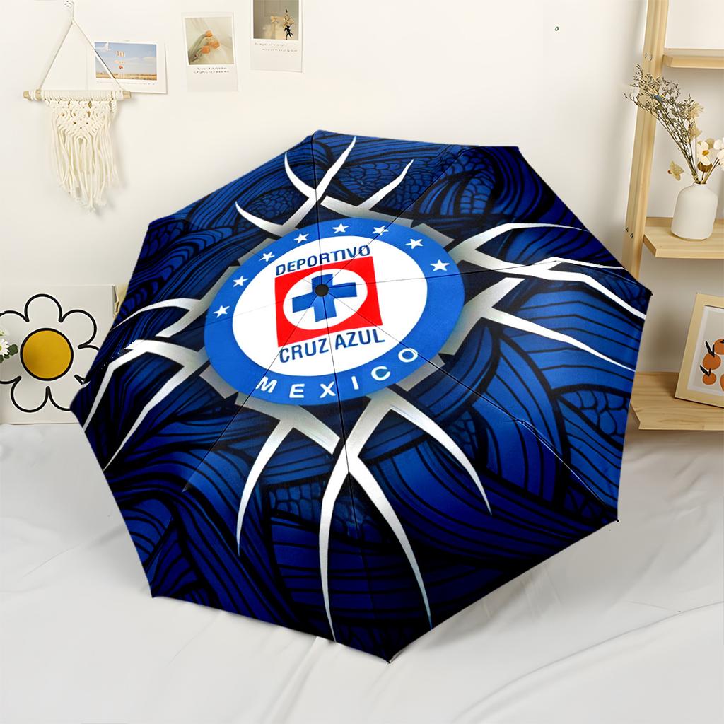 Автоматический зонт Cruz Azul с гербом футбольного клуба Прочный стержень с 8 ребрами Компактный дизайн для женщин/мужчин Элегантный женский зонт Идеальный подарок для друзей и семьи