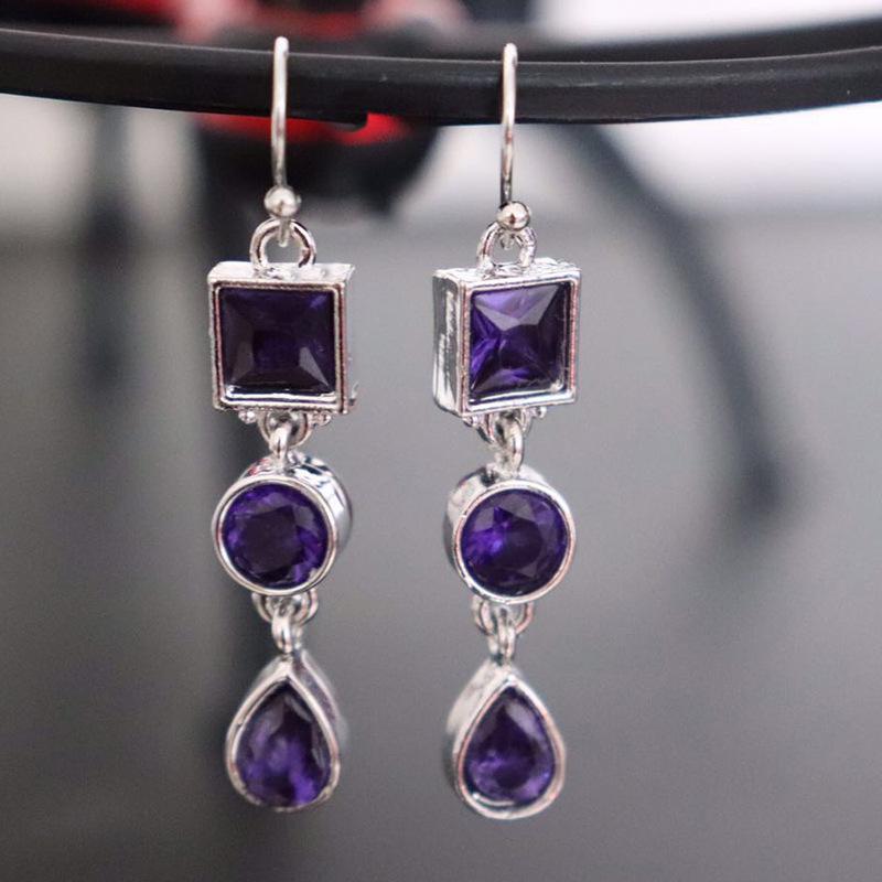 Роскошные милые свадебные женские серьги с подвесками, красивые ювелирные изделия с аметистом, изысканные украшения