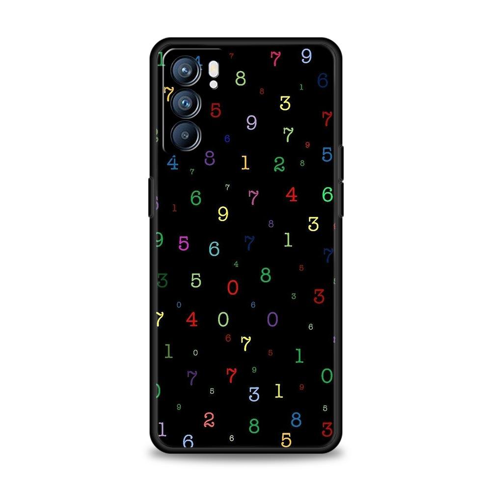 Чехол для телефона с узором из цифр для Oppo Reno 13 12 11 10 7 F Find X5 X6 A98 A80 A79 A78 A57 A54 A31 A17 Pro 5G Мягкий ТПУ чехол Fundas