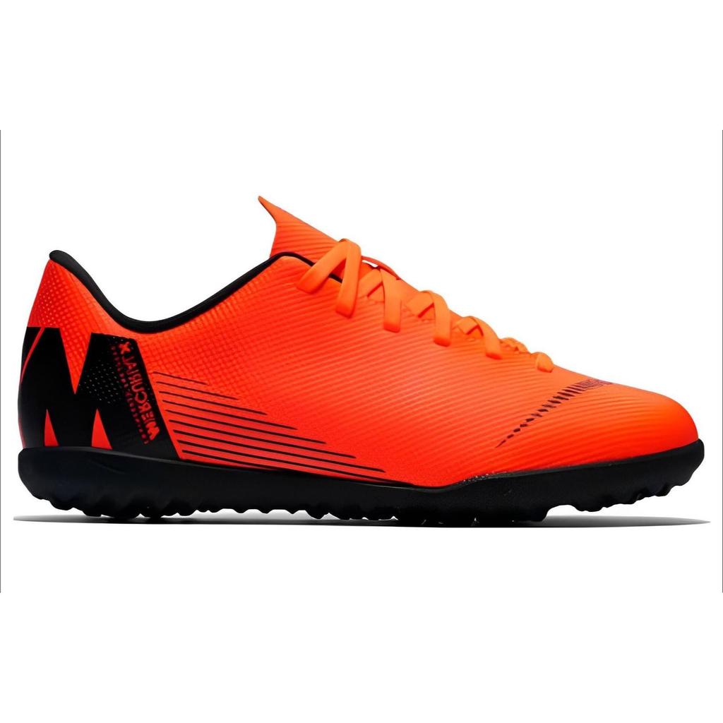 Nike Mercurial Vapor 12 Club Turf Anti-Slip Shock Absorption Low-Top Soccer Shoes Kids Soccer Shoes Orange Black AH7355-810